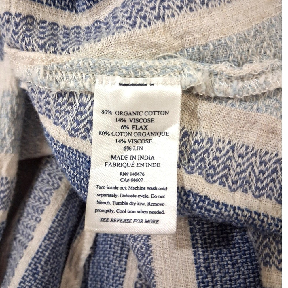 Faherty Annabelle Blue White Striped Peasant Top Short Flutter Sleeve Small - Picture 10 of 11